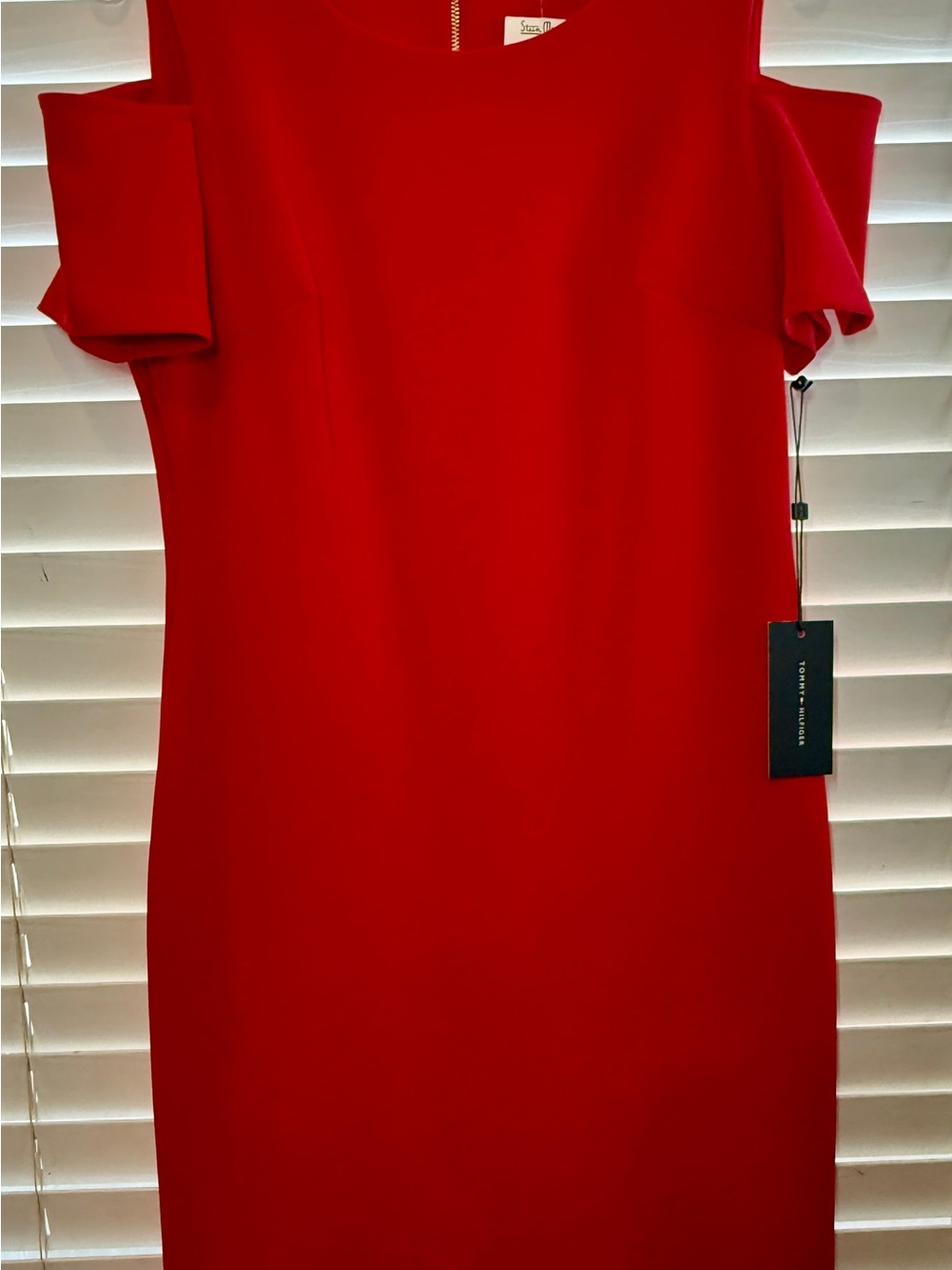 Tommy Hilfiger Red Cold-Shoulder Sheath Dress